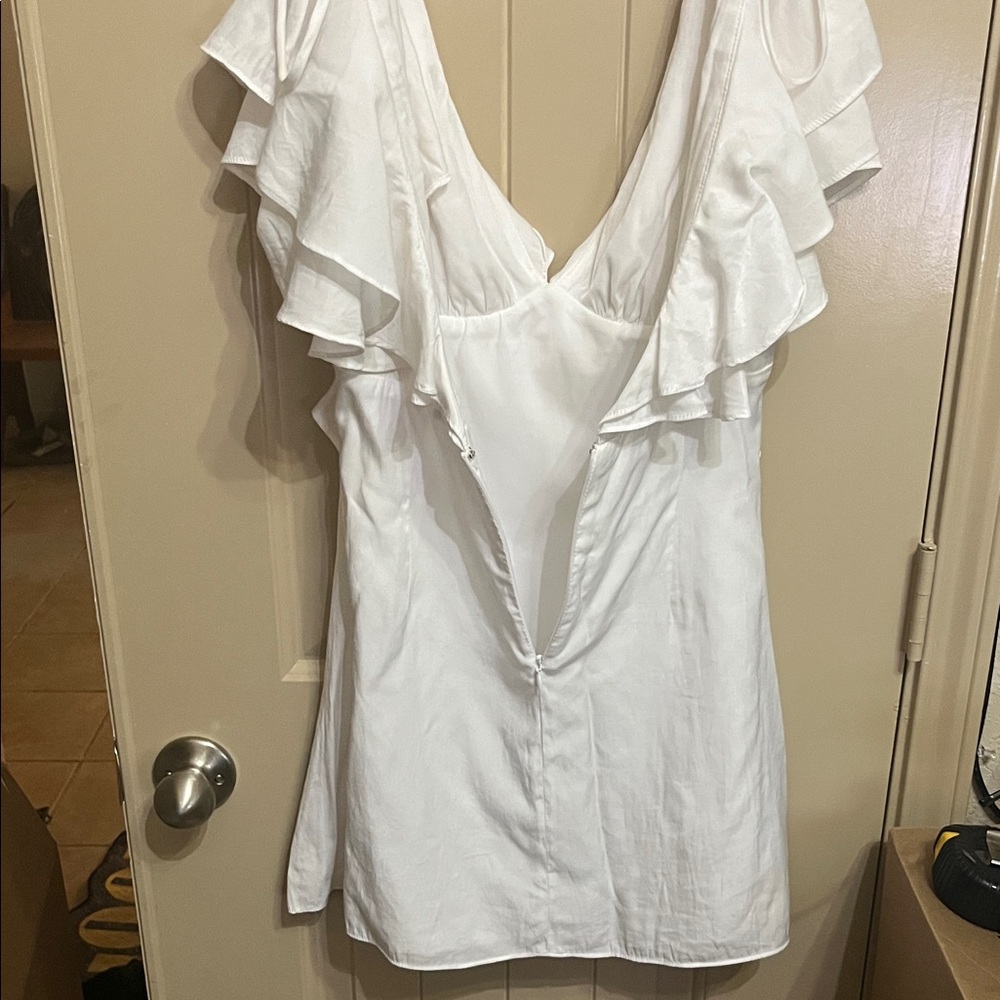 American Threads White Ruffle Blouse - Picture 5 of 6